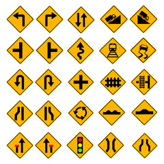 Set of Traffic sign, Road sign icon set. flat vector illustration design isolated