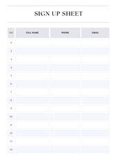 Minimal Event Sign Up Sheet Planner - 1