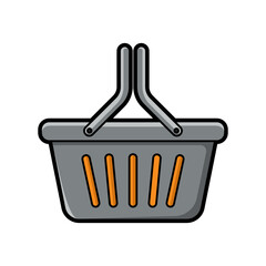 Handheld Grey Shopping Basket Icon Illustration for Retail and E-commerce Design