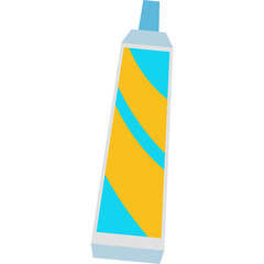 Stylized Blue and Yellow Tube with Light Blue Cap and White Base Isolated on Transparent Background