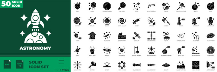 Astronomy Solid Editable Icons set © Madani Pro