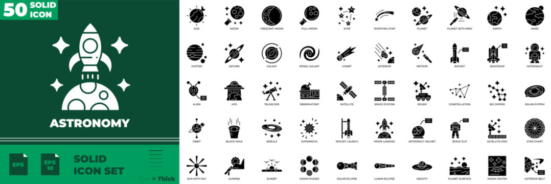 Astronomy Solid Editable Icons set