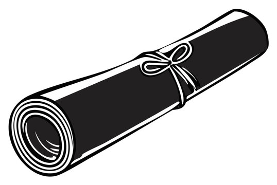 Rolled diploma scroll illustration tied with a ribbon symbolizing academic achievement and success