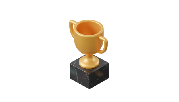 3d gold trophy award isometric view, for winning, achievement, first place, gold, champion, victory illustration concept