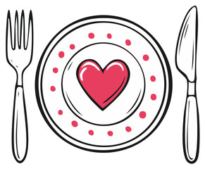 Valentine's Day romantic dinner setting with a plate and heart.