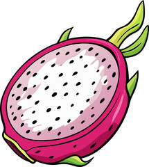 Dragon Fruits Vector Illustration | Tropical Exotic Fruit Clipart | Fresh Organic Food Design