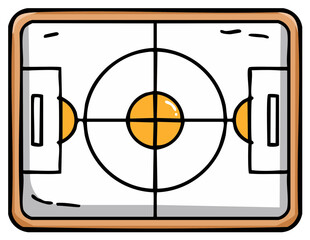 Air hockey table cartoon illustration from a top down aerial view. Arcade game equipment for fun competition.