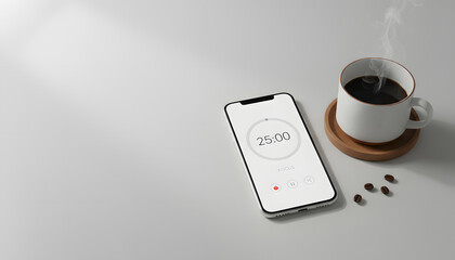 Focus Timer App &mdash; Minimal Smartphone Mockup for Productivity