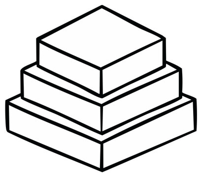 Hand drawn three tiered pyramid icon representing levels and hierarchy