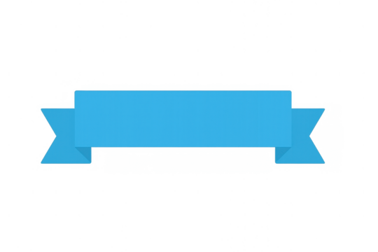 Blue ribbon banner element for design projects, offering blank space for text, labels, or promotional messages on transparent background - Powered by Adobe