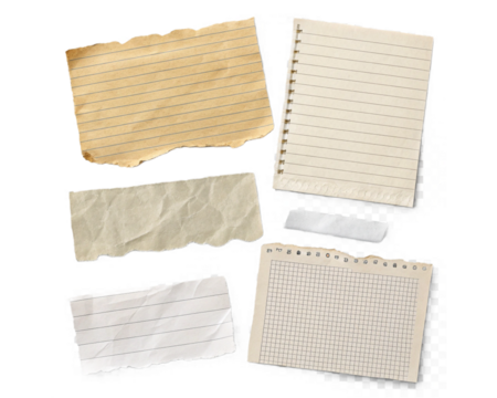 Mixed Torn Paper Collage Elements Isolated PNG - Powered by Adobe