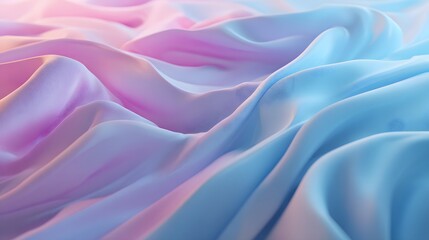 Obraz premium Soft flowing fabric displays gentle waves of pastel pink and blue illumination