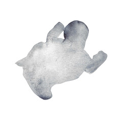 Watercolor baby silhouette blue element.Hand-painted silhouette motherhood element on white background.