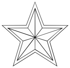 Obraz premium Outlined Five Point Star Shape, Geometric Design, Star Symbol with Double Line