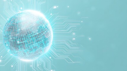 Futuristic Digital Globe on Circuit Board Background. Global Technology and Network Connection Concept.