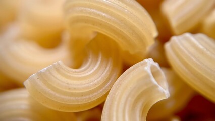 Close-Up of Uncooked Curved Pasta