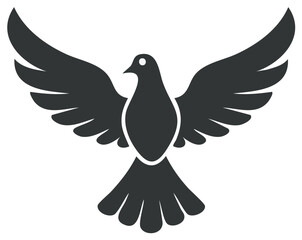 Obraz premium Stylized black dove flying with wide spread wings a symbolic icon of peace and liberty