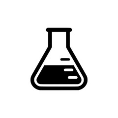 Experiment in progress conical flask with liquid