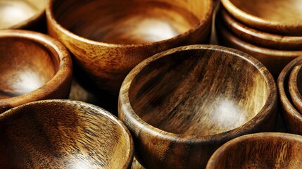 bowls stacked together highlighting smooth curves and contrasting brown grains