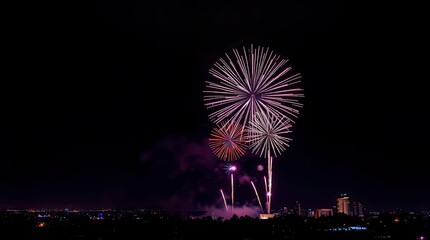 High-Resolution Fireworks Display in Vibrant Complimentary Colors