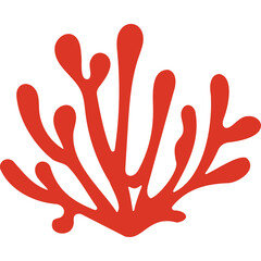 Vibrant Red Coral Branch Silhouette Underwater Marine Life Oceanographic Illustration