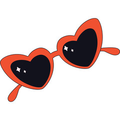 Vibrant Red Heart Shaped Sunglasses With Black Lenses And A Transparent Background Perfect For Summer Fashion And Festival Style