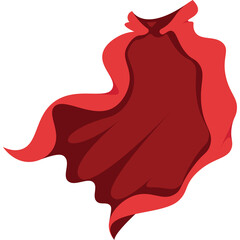 Vibrant Red Flowing Cape Symbolizing Heroism and Power Against a Transparent Background