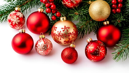christmas balls on white background