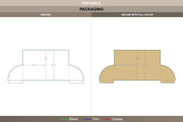 Custom dimensions arc folders dieline created through vector structure improving printing alignment packaging form curved die line fold supports arc-style professional folders