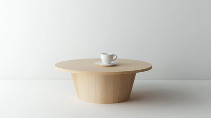 Minimalist Wooden Coffee Table with White Cup