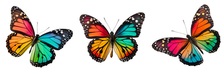 Fototapeta premium Set of A Colorful Butterfly Image isolated on a transparent background