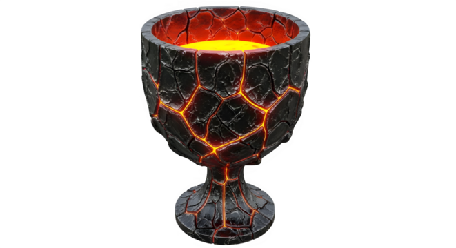 Stunning chalice of fire, a symbol of power and magic, perfect for fantasy games and mystical designs with molten power