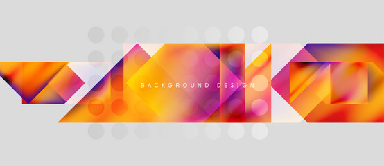 Fototapeta premium Abstract geometric shapes, vibrant colors, modern design. Gradient background with white circles, dynamic composition.