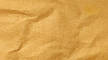 Crumpled Old Brown Kraft Paper Macro Texture Full Frame Background with Vintage Character