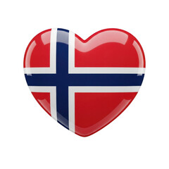 Fototapeta premium Norwegian flag heart icon representing love and patriotism for the nation isolated on transparent background
