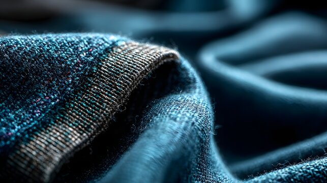 Detailaufnahme eines blauen Stoffes mit weicher Textur
