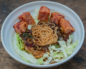 A bowl of Konlo Mee, a Malaysian Chinese cuisine. 