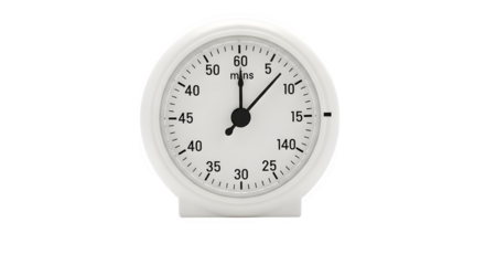 Kitchen timer ticking away measuring short time intervals for cooking baking and managing deadlines with this round white clockwork tool