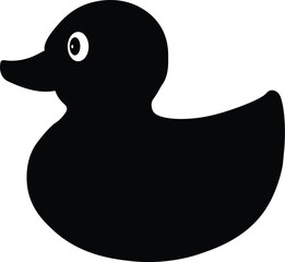 Toy duck silhouette vector illustration cute rubber duck icon for kidsbath toys and childhood design concepts