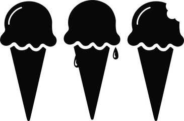 Modern ice cream icon collection flat design vector set featuring various ice cream style including melting and bitten designs