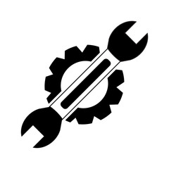 Mechanical Gear with Wrench and Screwdriver Icon