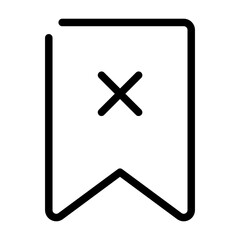 Obraz premium Bookmark icon with X symbol for removing or cancelling saved items.