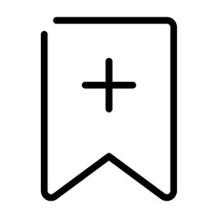 Obraz premium Bookmark with plus symbol for adding new saved items.
