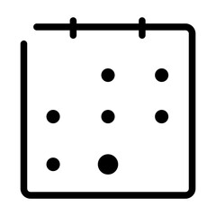 Minimal calendar icon with multiple dots representing events or schedules across several days.