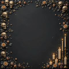 Gothic Elegance — Black & Gold Skulls and Roses