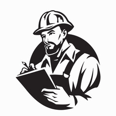 Construction Worker Logo Vector Illustration Safety Helmet Hard Hat Design