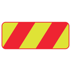 Emergency sticker, red warning road sign with diagonal yellow hazard stripes, bold stripes for safety and visibility