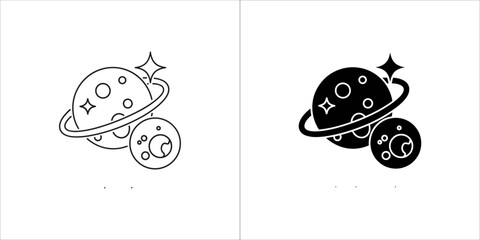 Two planets with rings and a star © RashidStock