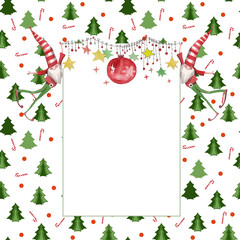 christmas frame with gnomes