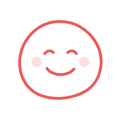 にこにこ笑っている顔の絵文字 - 嬉しい･楽しい感情のシンプルでかわいい手書きの赤い線アイコン